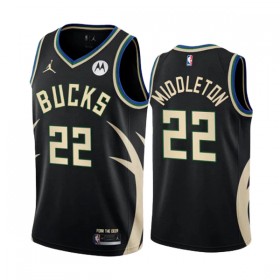 Dres Milwaukee Bucks Khris Middleton 22 Jordan 2022-23 Statement Edition Crno Swingman
